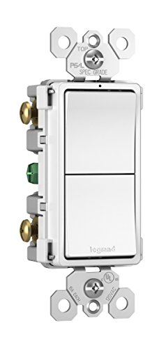 P&S Legrand Radiant Rcd11Wcc6 15 Amp Combination Rocker Wall Light Switch With 2 Single-Pole Switches, White #TOP1