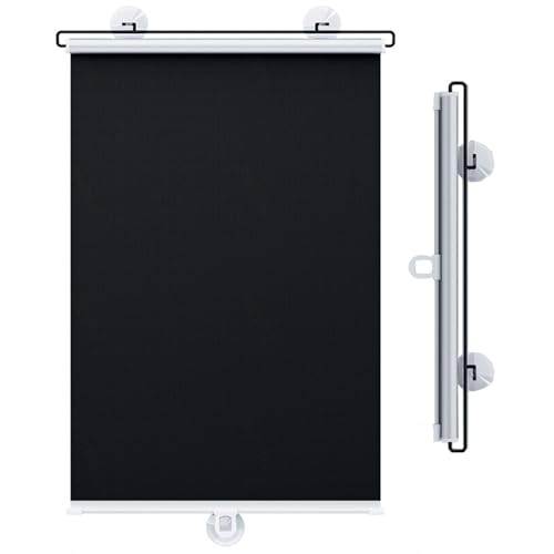 Persianas enrollables con ventosas para protección Solar,estores enrollables opacos retráctiles,estores enrollables Parasol para Ventanas y Puertas,Color Negro,35 x 125 cm (14 x 49 Pulgadas).