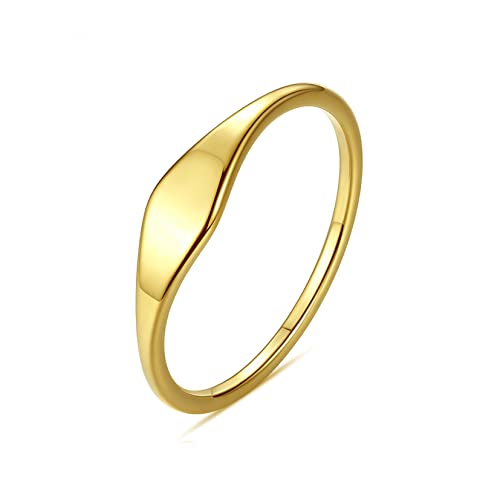 GILIEYER Anillo Relleno de Oro de 14 Quilates para Mujer, Anillos de Sello Delgados de Arco Apilable Anillos de Lisos Delgados Anillo de Puntero Banda Minimalista Ajuste Cómodo Tamaño 6 a 9 (6)