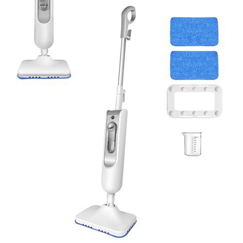 Steam Cleaner Electric Steam Mop, 5 in 1 Floor Cleaner 2 Variable Speed Electric Mop Floor Steamer with 400ML Water Tank, Floor Mop Floor Steamers for All Floors, Kills 99.9% of Bacteria, White