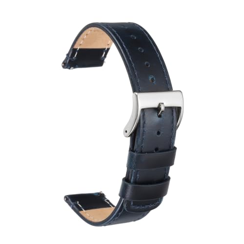 Correa de reloj de cuero de 22 mm azul para sustituir correas rotas con pasador rápido