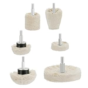 JZK Set 6 STUKS Polijstpads met 6 mm as, polijstschijf voor boormachine, polijstpads voor metaal, keramiek en glas, polijstschijf voor autopolijsten