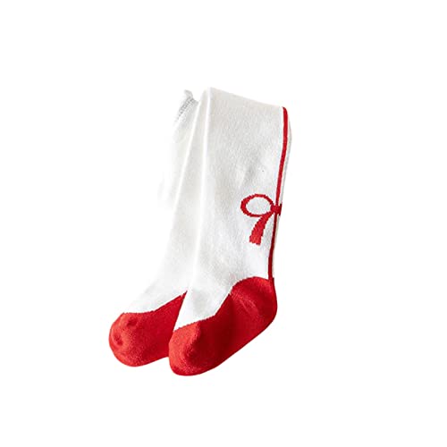 Winkinlin Collants pour bébé fille avec imprimé cœur mignon taille élastique leggings printemps automne mode sauvage pantalon décontracté, C-Blanc Rouge, 0-12 mois Cover