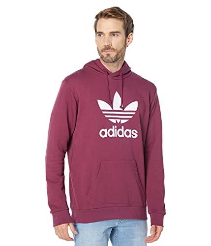 Image of adidas Originals Men's Adicolor Classics Trefoil Hoodie, Victory Crimson/White, Small