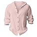 Boys Hooded Shirt Button Down Beach Plain Long Sleeve Dress Shirt Teen Summer Boho Trendy Casual (Pink, 12-13 Years)
