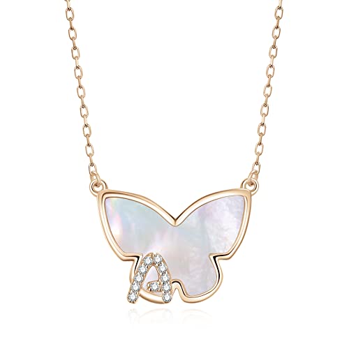 ETEVON Valentineâ€™s Day Jewelry Gifts for Women Girls, Butterfly Initial Necklace in 925 Sterling Silver, Birthday Gift Necklaces for Wife Girlfriend Mom Sister Best Friend