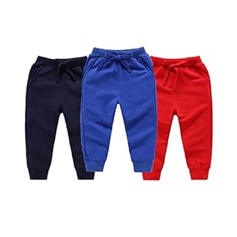 KYDA KIDS 100% Cotton Winter Fleece Track Pant for Boys and Girls - Multicolor Track Pant (Pack of 3)