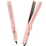 MESCOMB 360° Airflow Styler Curling Iron - Dual Voltage Hair Straightener and Curler 2 in 1 with Vented Cool Air to Lock in Style, 1.25 Inch Flat Iron Hair Straightener, Long Curling Wand, Adjust Temp