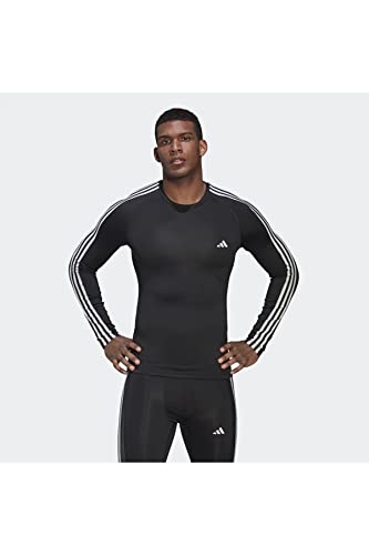 Techfit 3-Stripes Training Long Sleeve Tee Maglietta Uomo Black S