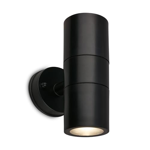 BRILONER - Wandleuchte Aussen IP54 Spritzwasser- Staubschutz, GU10 Fassung, max. 7W, Aussenlampe, Wandlampe, Strahler, Außenbeleuchtung, Außenleuchte, 16x7,5x11 cm, Schwarz