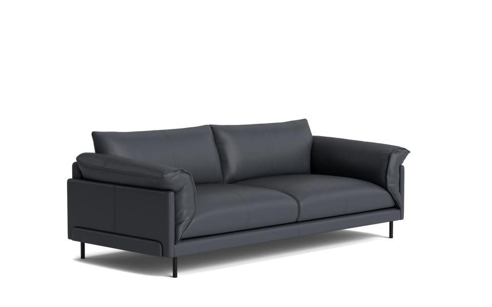Image of LEGACY OF COMFORT Zola 3 Seater Sofa Three Seater Sofa Leather for Living Room Hotels and Offices (Ocean Blue)