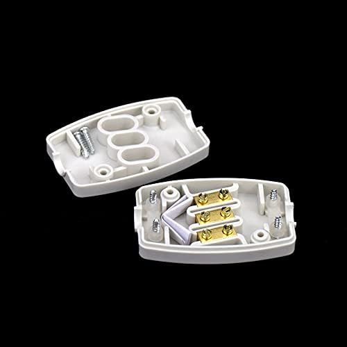 2 Pack 3-Terminal Wire Junction Boxes,Flex Erminal In-line Connector Connect Extension or Repair Cable and Electrical Cord of Indoor Outdoor Lighting Power Automotive Wiring 13A 250V (Small, White)