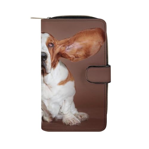 Basset Hound Dog Flying Ears Funny RFID Blocking Wallet Slim Clutch Organizer Purse with Credit Card Slots for Men and Women, 19.7x11x3.5cm, style