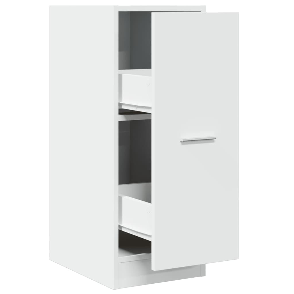 Apothekenschrank weiß 2 Schubladen 30 x 41 x 77,5 cm | Technisches Holz, Metallschienen, Traglast 65 kg, für Küche, Wohnzimmer, Büro