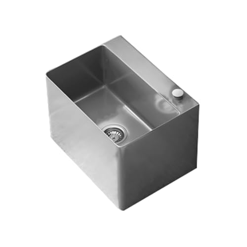 Stainless Steel Sink, Commercial Mop Sink, Wall-Mounted Utility Or Floor Mounted Mop Sink, Single Knob Drain for Outdoor Balcony Bathroom Kitchen(Silver,60x30x40cm)