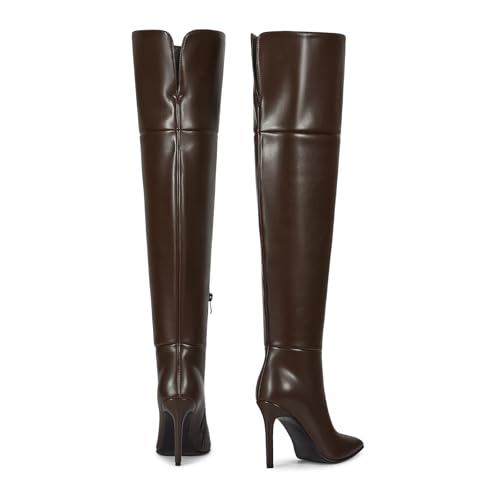 Image of wetkiss Womens Thigh High Boots Stiletto High Heel Over the Knee Fashion Dress Long Boots with Sexy Ponited Toe Zipper up Tall Boots for Date Party Club