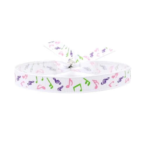 BDM Pulsera de hombre y mujer de tela negra con notas musicales.