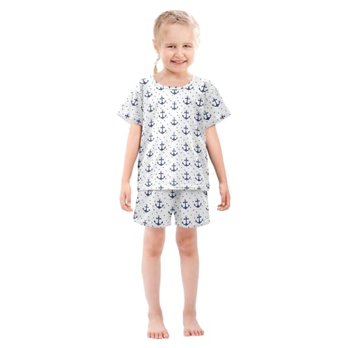 ALAZA Nautical Anchor Polka Dots Pajama Set Short Sleeve Sleepwear Soft Lounge Nightwear3