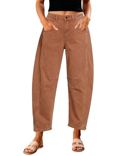 GRAPENT Barrel Jeans for Women Trendy High Waisted Wide Leg Baggy...