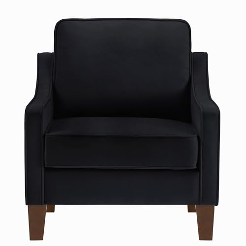 EMKK Button Tufted Upholstered Living Room Furniture Set, Including 3-Seater Sofa, Loveseat and Single Chair, Armchair for Apartment, Black Cushion-A - Thumbnail 6
