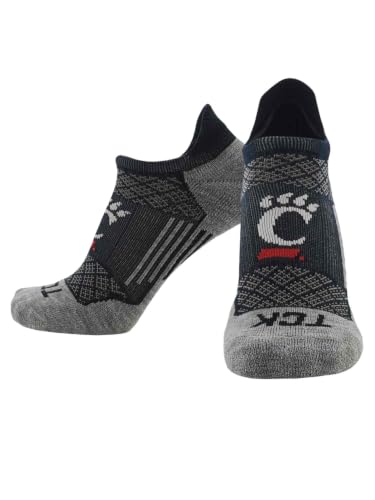 NCAA No Show Tab Socks - Cincinnati Bearcats Black/Red Large