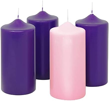 Pillar Advent Candle Set of 4 - Advent Pillar Candles - Made In the USA - Advent Candles For Advent Wreaths and Advent Rings Candle Holder- Premium Hand Dipped Drip-less Candles