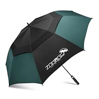 ZOMAKE Regenschirm Groß Sturmfest,XL Großer Golf Umbrella Sturmfest Automatik,Schirm Windfest Schwarz für 2 Personen,Golfschirm Stabil für Herren Damen Familie(Schwarz&Dunkelgrün)