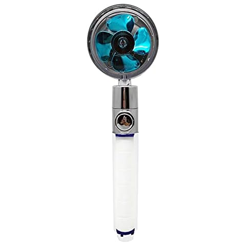 Inevnen High-Pressure Fan Shower Head Turbo Pressurized Shower Head 360° Rotating Handheld Shower Head (Blue, 9.05 * 3.14 inch) Cover