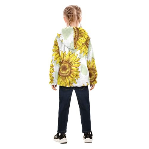 OTVEE Sunflowers Yellow Flower Kids Hoodie Jacket Fall Spring Full Zip Warm Outwear Coat4