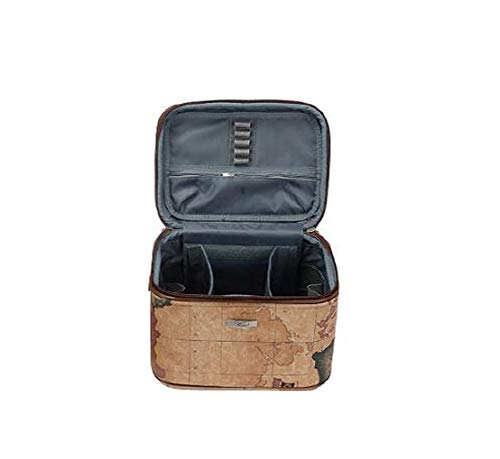 Womens Pu Leather Cosmetic Case Map Print Zipper Hard Makeup Case Toiletry Bag Train Case - Large #TOP7