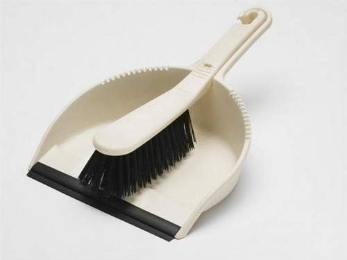 Addis Dustpan And Brush Set In Linen. Stiff, Dirt-trapping Bristles And a Rubber Lip Feature.