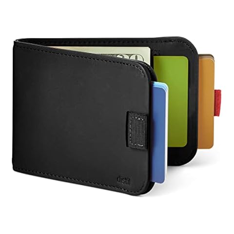 Distil Union Wally 5.0 with MagLock | Leather Bifold Wallet with Money Clip & MagLock | Slim, Minimalist Billfold (Black, Version 5.0) Cover