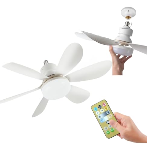 Ventilador De Teto LED Controle Remoto Bivolt 110v/220v Padrão Soquete E27 três modos de iluminação