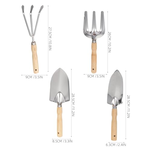 Set de 5 herramientas de jardinería con mango de madera miniatura 2