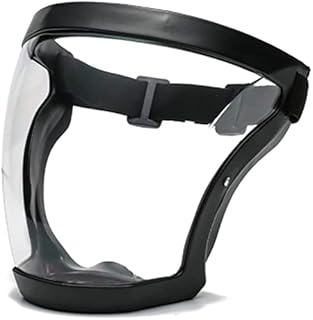 Clear Protective Full Face Shield, Oversized Huge Big Shield Full Face Polarized Large Mirror Sunglasses, Clear Plastic Protective Face Shield,Full Coverage Personal Protective Safety, Protect Eyes (Black frame white film)