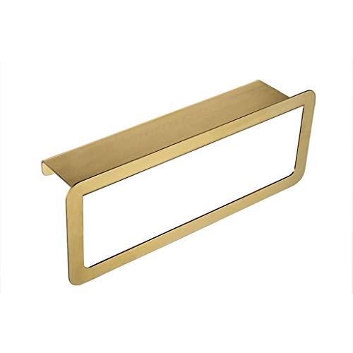 BONOOL バスルームの棚フローティングシェルフブラシ付きブラスバスルームシェルフ、タオルハンギングロッドの壁に取り付けられたバスルーム棚単一層収納ラックバスルーム収納用(サイズ:大)