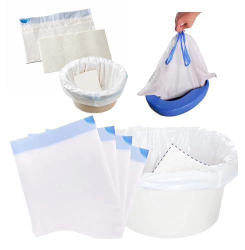 Pack of 40 Commode Liners with Absorbent Pad Odorless | Disposable Bags Super Absorbent, Universal Fit | Suitable for Commodes, Bed Pans, Waste Bags for Commode Chair, Portable Camping Toilet, Bed Pad