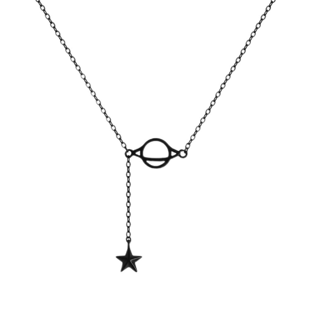 Collier chaîne de clavicule noire avec planète pour rompre avec les bijoux classiques - 6
