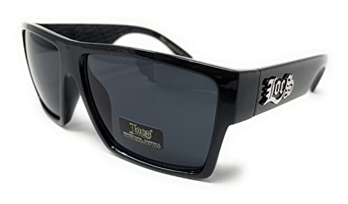 Locs 91105 Black Sunglasses | Authentic Gangster Flat Top Lowrider Maddogger Shades