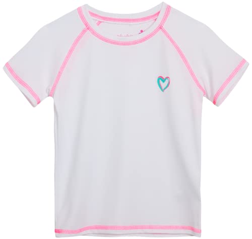 Image of Pink Platinum Girls Swim Shirt - Lightweight Quick Dry Short Sleeve Rash Guard for Girls, Swim Top w /UPF 50+ Sun Protection