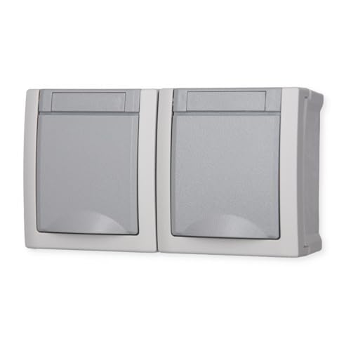 Prise électrique double VIKO Pacific gris matériel robuste pour installations durables
