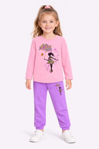 Image of TS LAVI TAVI Cotton Clothing Set for Girls Dress Full Sleeve T-shirt Top and Pyjama (Pack of 3)