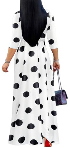 Image of Women's Floral Maxi Dress Summer Casual V-Neck 3 /4 Sleeve Long Bohemian Print Evening Party Dress