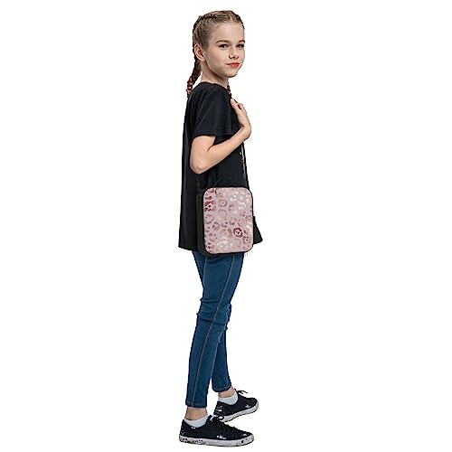 Hevane Lunch Box Bag For Boys And Girls, Rose Gold Leopard Cheetah Print Pink Insulated Waterproof Meal Bag With Adjustable Shoulder Strap, Portable Cooler Handle Bag For Work School #TOP7