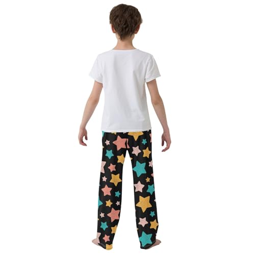 ZZXXB Colorful Star Print Boys Long Pants Soft Trousers Elastic Waist Kids Lounge Bottoms with Pockets S-XL3
