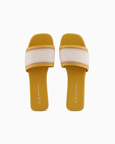 Image of Armani Exchange Women's Padded Slide on Sandal With Printed Corporate Logo on Top
