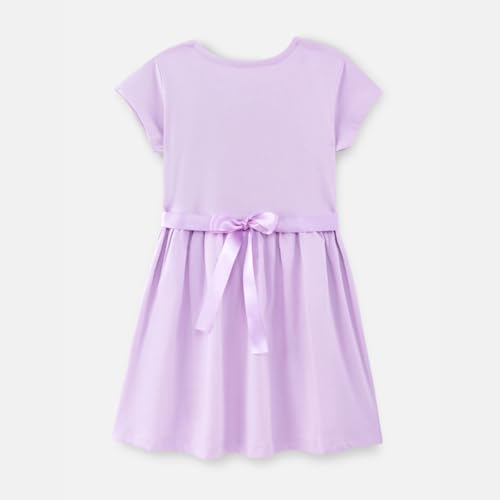 Image of Nap Chief Girls Printed Round Neck Fit & Flare Dress | Cotton Knee Length Half Sleeve Girls Summer Dress for Casual Wear