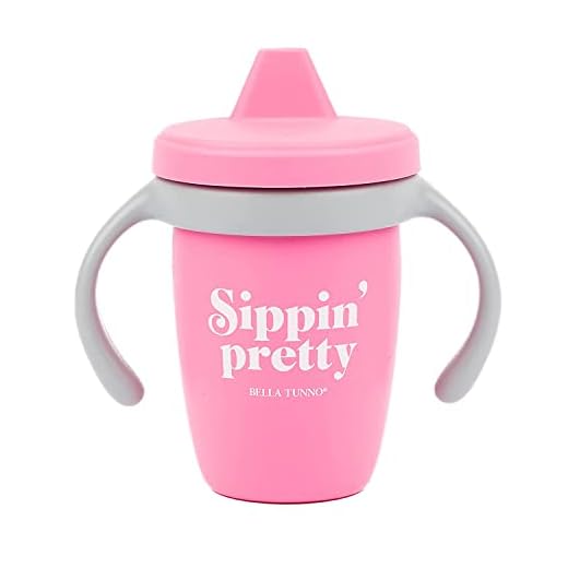Bella Tunno Happy Sippy Cup – Transition Sippy Cups for Baby 6 Months and Older, Baby and Toddler Sippy Cups with Removable Handles and Non-Toxic, BPA Free Silicone, Sippin Pretty, 8 oz