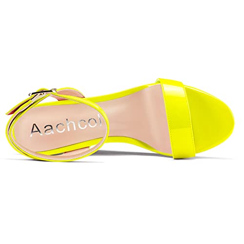 Image of Aachcol Women Platform Wedge Sandals Round Peep Open Toe Ankle Strap Slingback Two-Piece Chunky Block High Heel Dress Shoes Pumps Party Patent 4 Inch