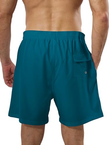 Men's Swim Trunks with Snug Liner 2 in 1 Quick Dry Beach Shorts with Zipper Pockets3